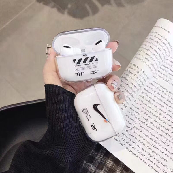 airpods pro第二世代 ケース 透明 エア ポッツ プロ ケース ナイキ airpods1/2 保護カバー おしゃれ アクセサリー イヤホンケース オフホワイト airpodspro ケース ブランド