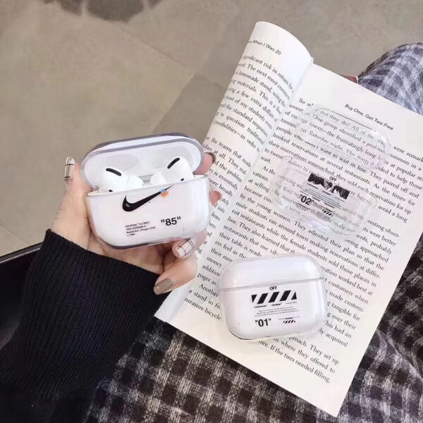 airpods pro第二世代 ケース 透明 エア ポッツ プロ ケース ナイキ airpods1/2 保護カバー おしゃれ アクセサリー イヤホンケース オフホワイト airpodspro ケース ブランド