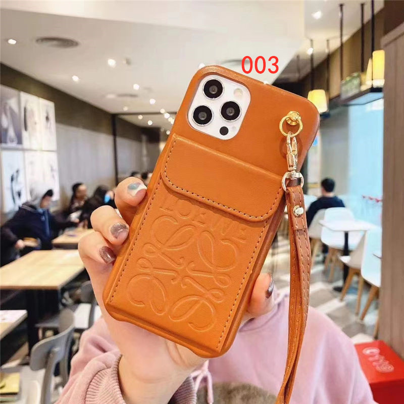 loewe iphone15/15pro max ケース カード収納 おすすめ ロエベ iphone14pro/13pro maxケース 首掛け iphone11/xs max カバー 革 ブランド レディース アイフォン12/11携帯ケース 韓国風