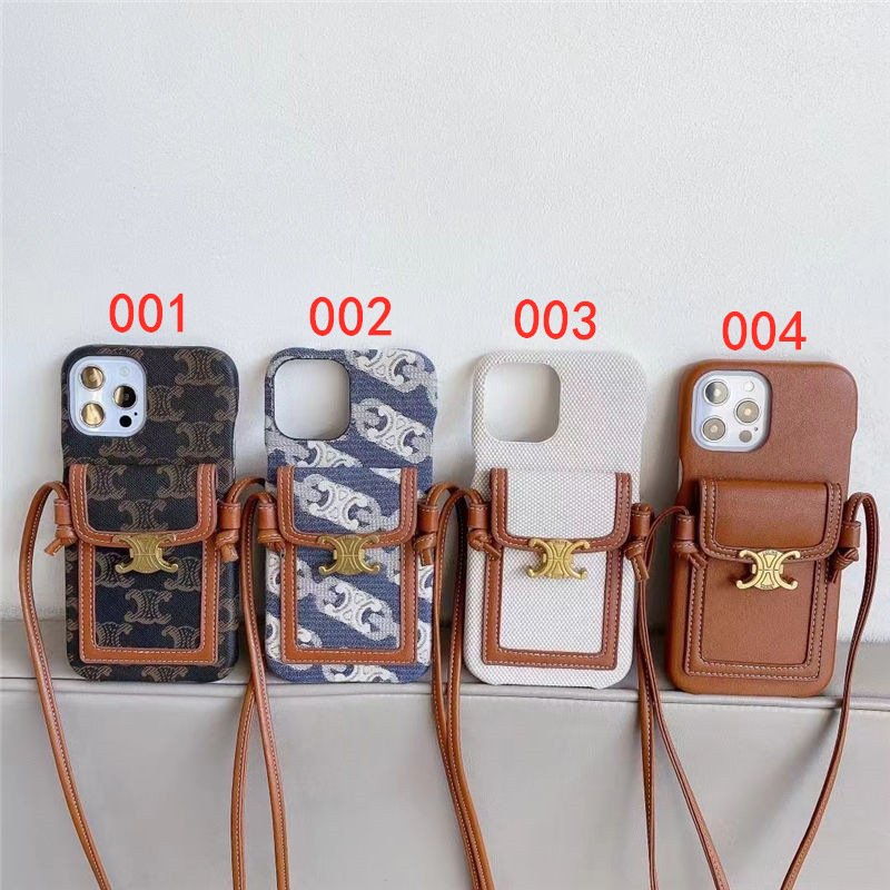 セリーヌ風 スマホケース15 ショルダー 人気 iphone15pro/14pro max  