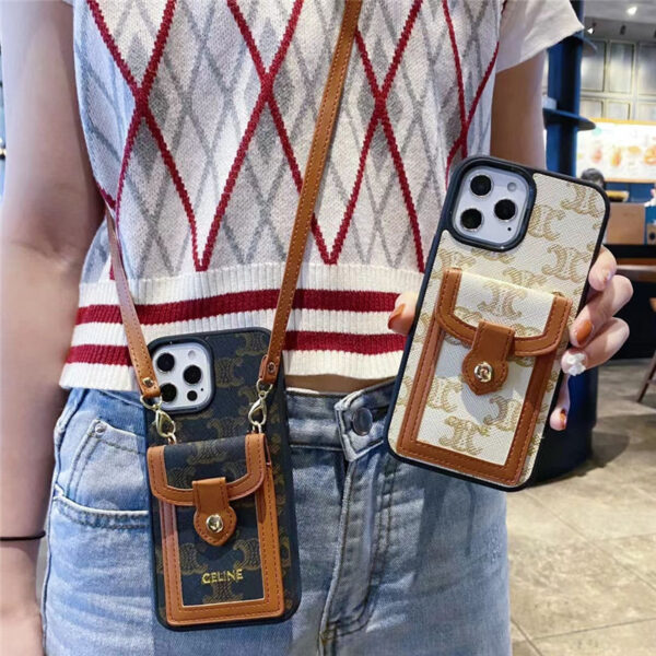 iphone12pro max ケース 斜 めがけ ブランド CELINE アイフォン12/11proケース カード入れ セリーヌ iphonexs max/se2 スマホカバー パロディ風 iphone8/7plus ケース 人気 女子 韓国
