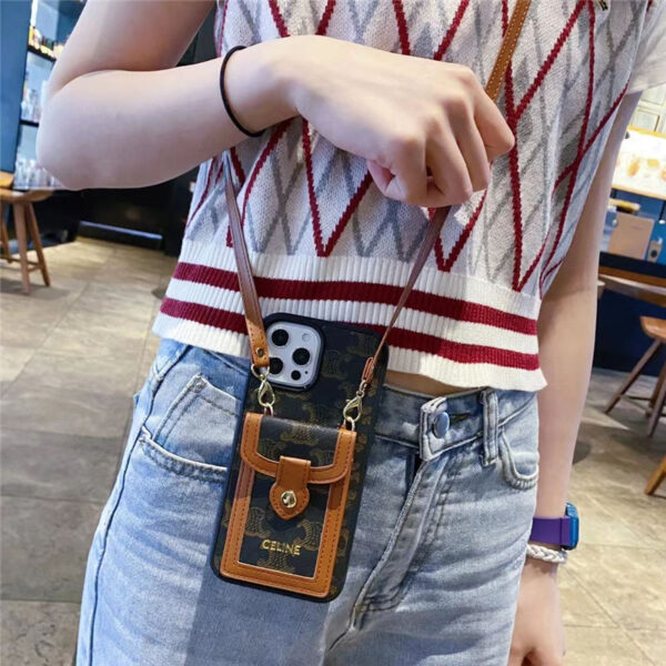 iphone12pro max ケース 斜 めがけ ブランド CELINE アイフォン12/11proケース カード入れ セリーヌ iphonexs max/se2 スマホカバー パロディ風 iphone8/7plus ケース 人気 女子 韓国