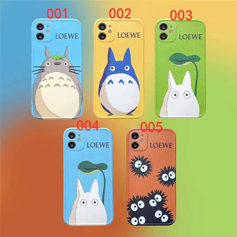ロエベ トトロ iphone13/13pro ケース ペア LOEWE iphone12pro max/12miniケース キャラクター iphone11 レザー ケース まっくろ くろ すけ iphone11pro/xs max 携帯カバー おもしろ アイフォンx/10r ケース 可愛い