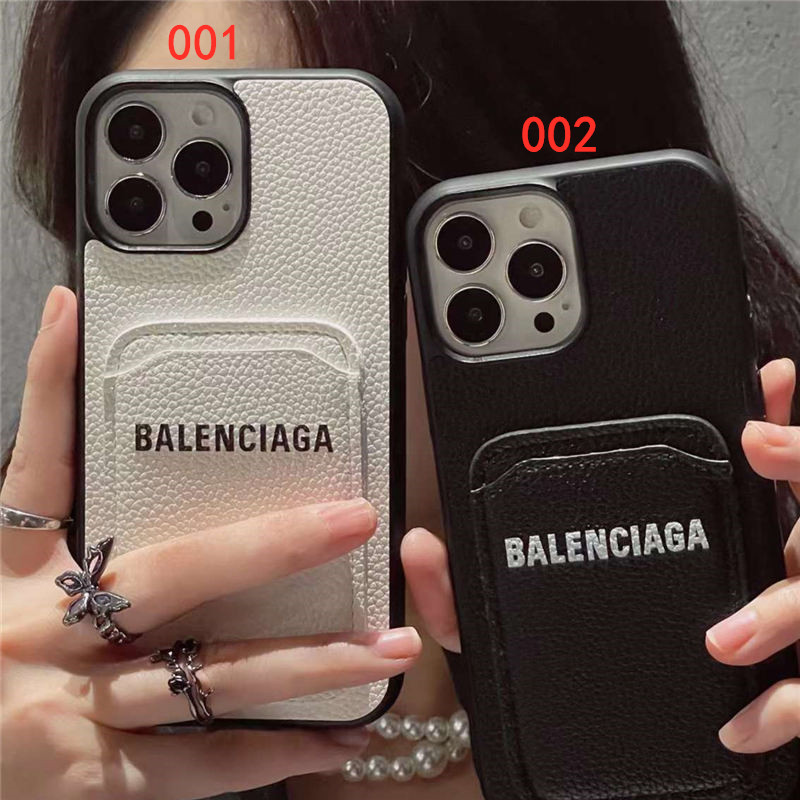 バレンシアガ iphone15ケース 革 高級 balenciaga アイフォン14pro max 