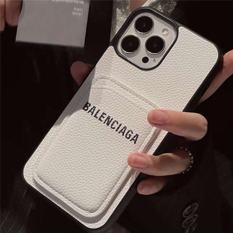 バレンシアガ iphone15ケース 革 高級 balenciaga アイフォン14pro max 