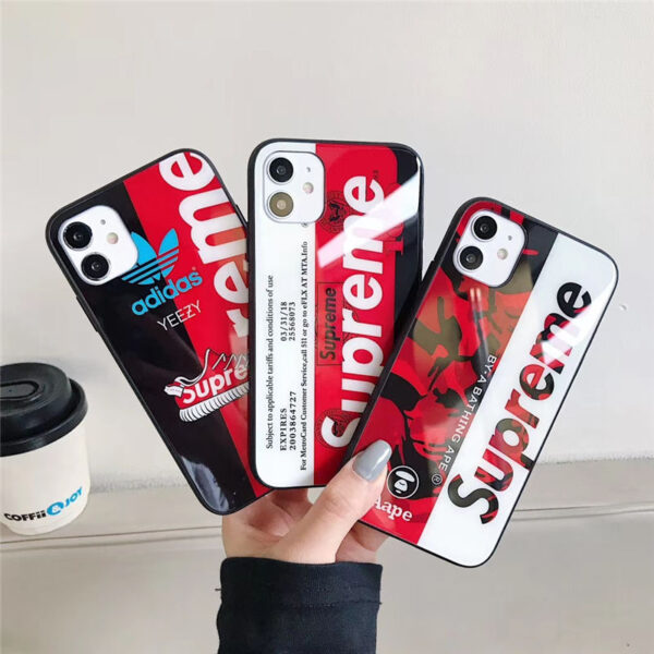 シュプリーム iphone13pro/14/14plus ケース ガラス Supreme iphone12ケース カップル アイフォン11pro/11pro max ケータイカバー かっこいい ストリート系 iphonexs/x 携帯ケース 海外セレブ