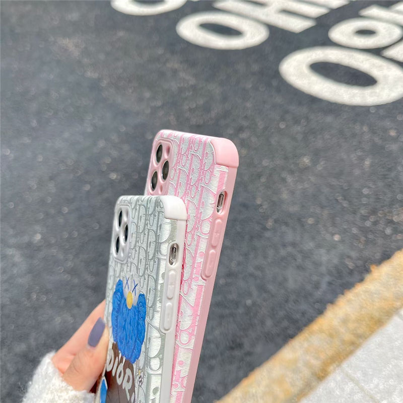 海外 セレブ 愛用 iphone ケース dior カウズ アイフォン12pro max/12 カバー 割れない 可愛い iphone11pro/xs/xr ケース カップル ディオール風 スマホケース iphone7/8