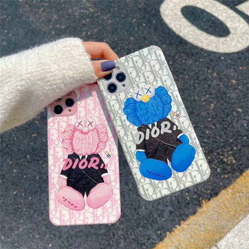 海外 セレブ 愛用 iphone ケース dior カウズ アイフォン12pro max/12 カバー 割れない 可愛い iphone11pro/xs/xr ケース カップル ディオール風 スマホケース iphone7/8