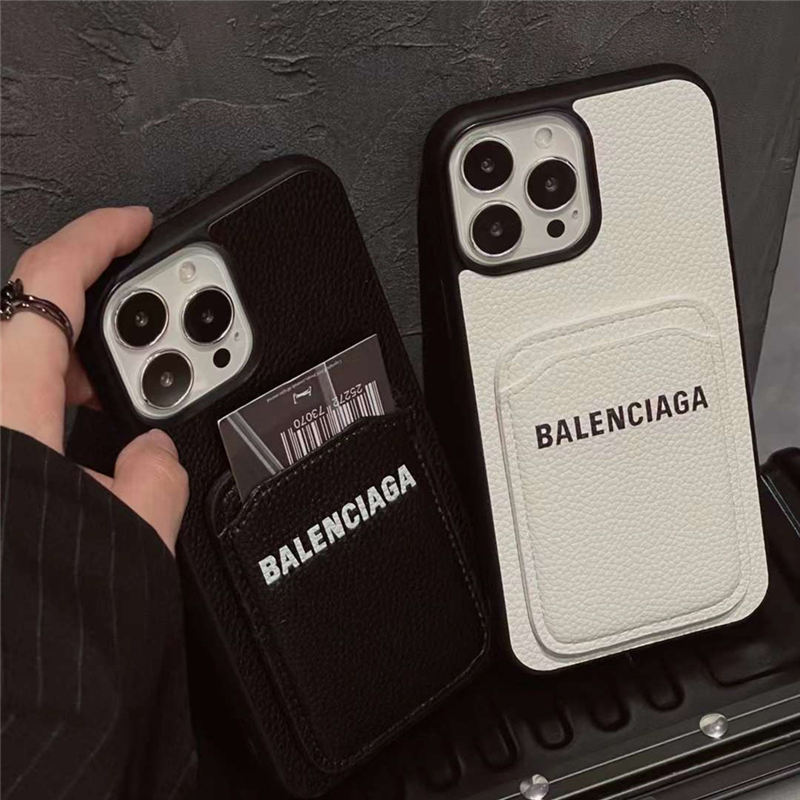 バレンシアガ iphone15/15promaxケース 革 高級 balenciaga アイフォン14pro max/13プロケース カード入れる iphone 保護カバー カップル iphone12/11pro ケース