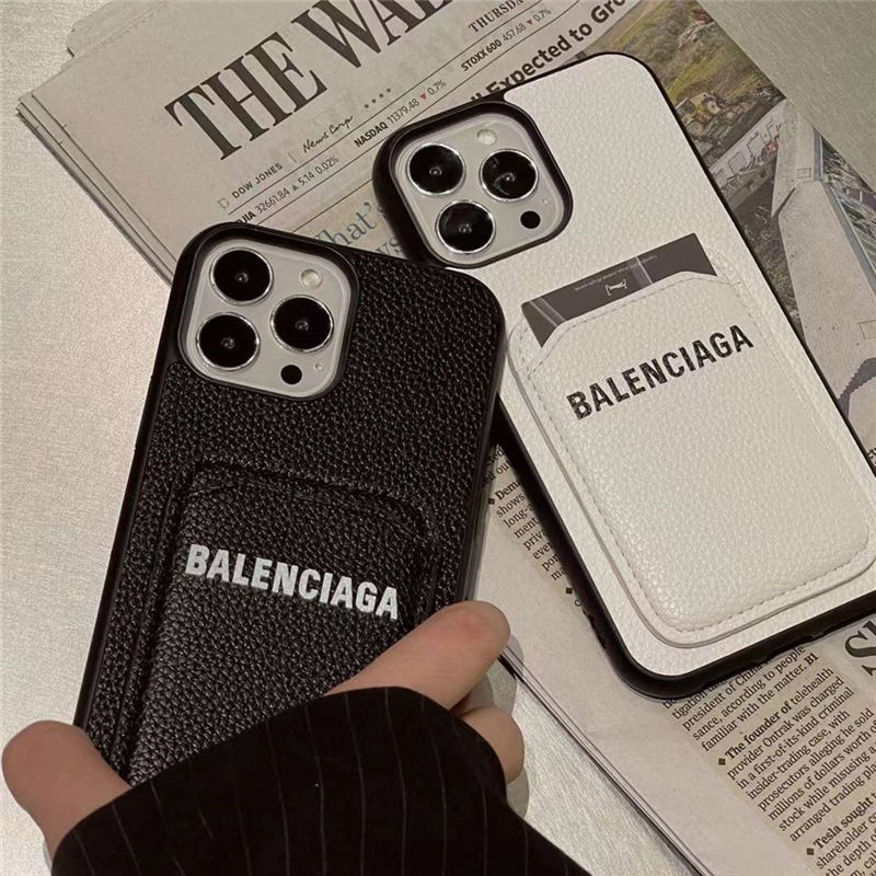 バレンシアガ iphone15/15promaxケース 革 高級 balenciaga アイフォン14pro max/13プロケース カード入れる iphone 保護カバー カップル iphone12/11pro ケース