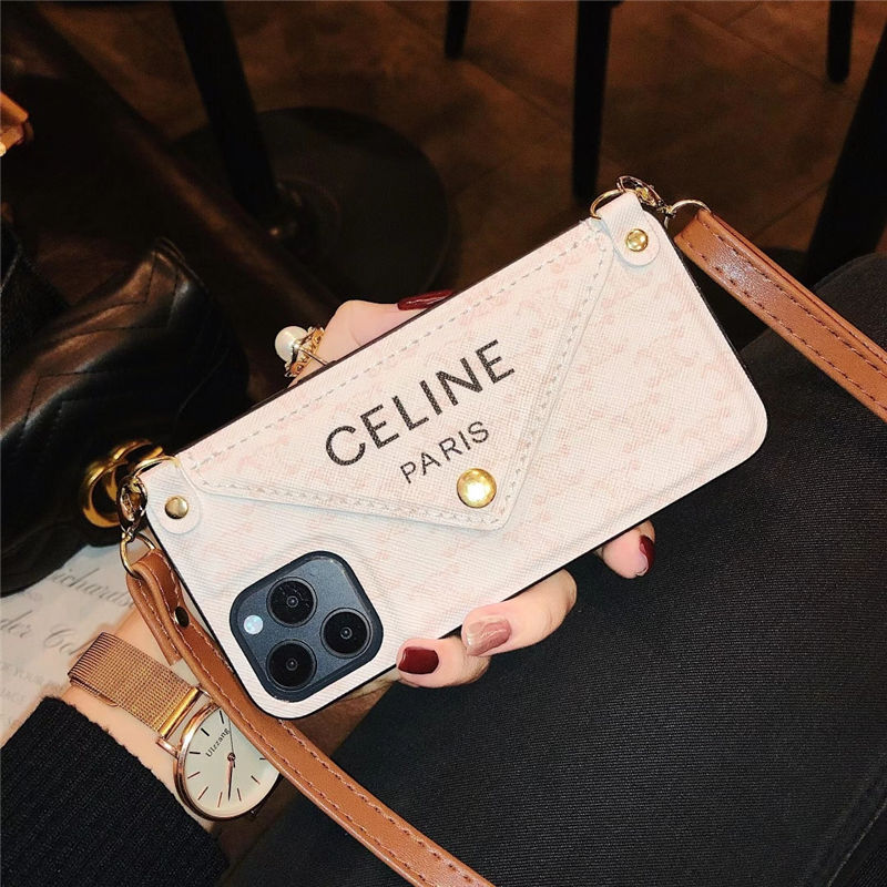 celine iphone13 ショルダー ケース 背面 収納 セリーヌ iphone11/12pro レター 型 スマホカバー iphonexs max/x ケース おすすめ 女性 iphone7/8plus 携帯ケース 大人っぽい
