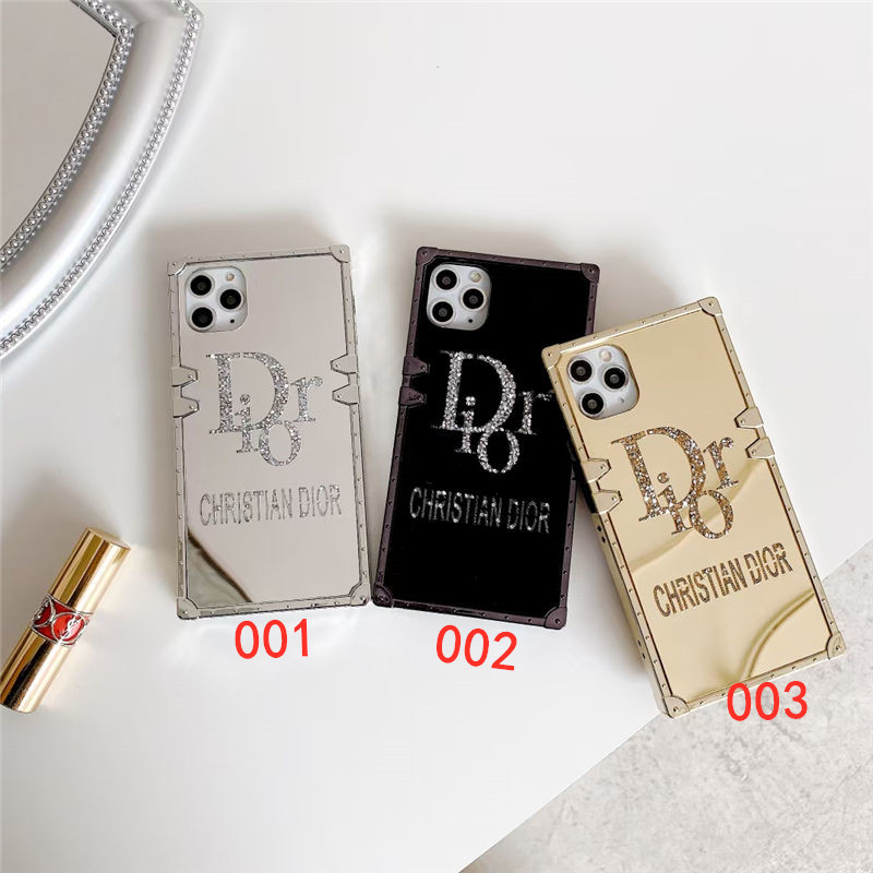 キラキラ iphone12 ケース 鏡 dior風 iphone12mini/11pro max 携帯ケース パロディ トランク型 iphonexs max/テンアールケース 背面 ミラー 海外 セレブ 愛用