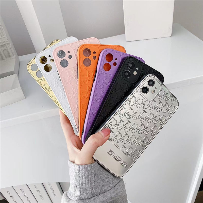 dior 風 iphone12pro max/11pro ケース 浮き彫り加工 ディオール コピー iphone12pro/xs/xr ケース ゴールド 紫 かわいい 携帯カバー iphone11/se2 お 揃い シンプル