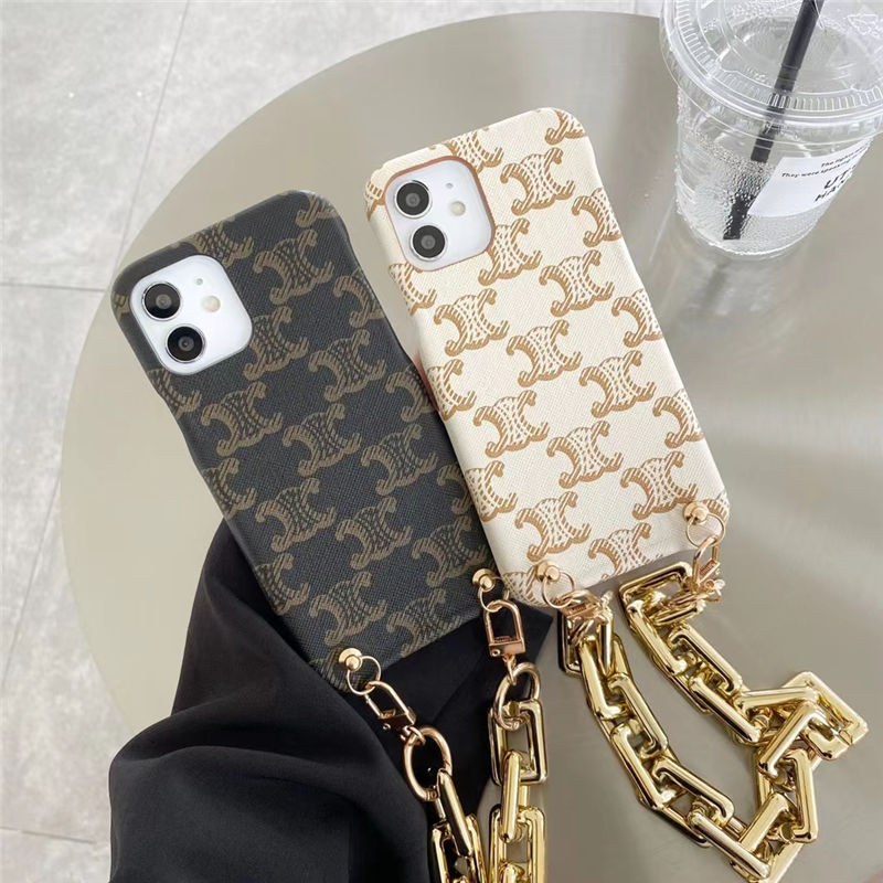 iphone13/13pro ケース チェーン 韓国 CELINE アイフォン12/11pro maxケース 大人 女子 セリーヌ風 iphonexs max/xrケース おしゃれ 携帯ケース iphone7plus 可愛い 安い