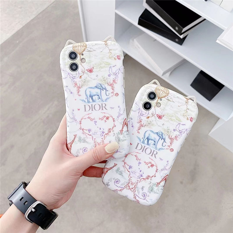 ディオール iphoneケース12pro 象柄 dior iphone12/11pro maxケース 猫 