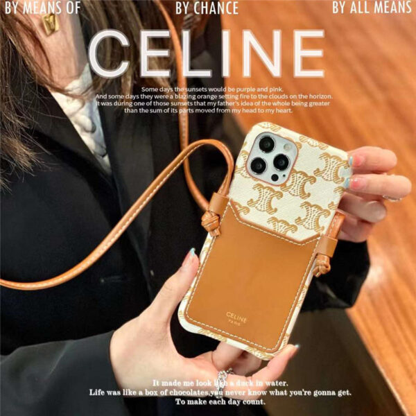 アイフォン15/15プロ ケース セリーヌ iphone14pro max ケース 背面 収納 celineブランド iphone13pro/12 携帯ケース 斜め掛け レディース アイフォンカバー 可愛い