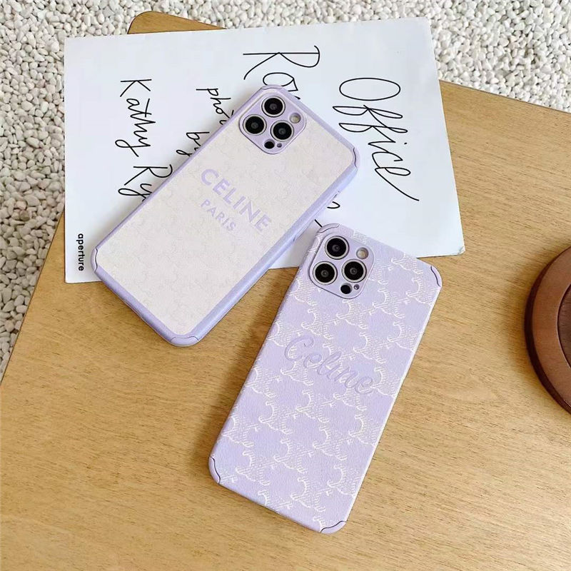 iphone12 13miniケース パープル セリーヌ 安い iphone12プロ/11 携帯カバー 頑丈 かわいい CELINE iphonexs/10r レザー ケース 女子 おすすめ