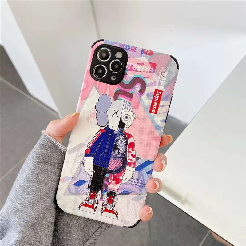 Supreme カウズ Iphone13 12 ケース ピンク Iphone13pro Max ケース かっこいい 女