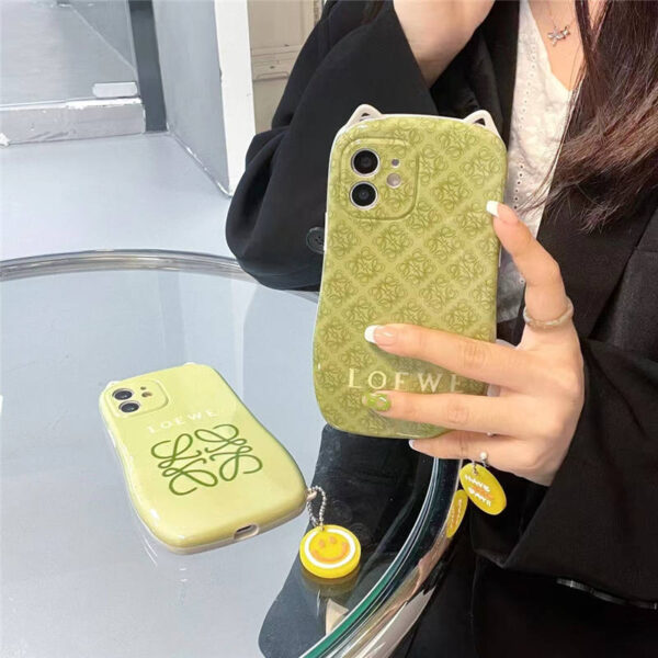 ロエベ iphone13pro/13 ケース グリーン かわいい Loewe iphoneケース12pro max 猫耳 アイフォン11pro/x/xs max ソフトカバー インスタ風 オシャレ