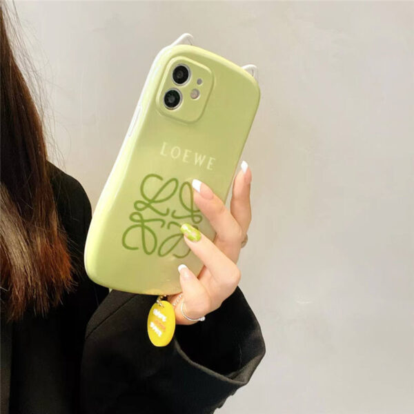 ロエベ iphone13pro/13 ケース グリーン かわいい Loewe iphoneケース12pro max 猫耳 アイフォン11pro/x/xs max ソフトカバー インスタ風 オシャレ