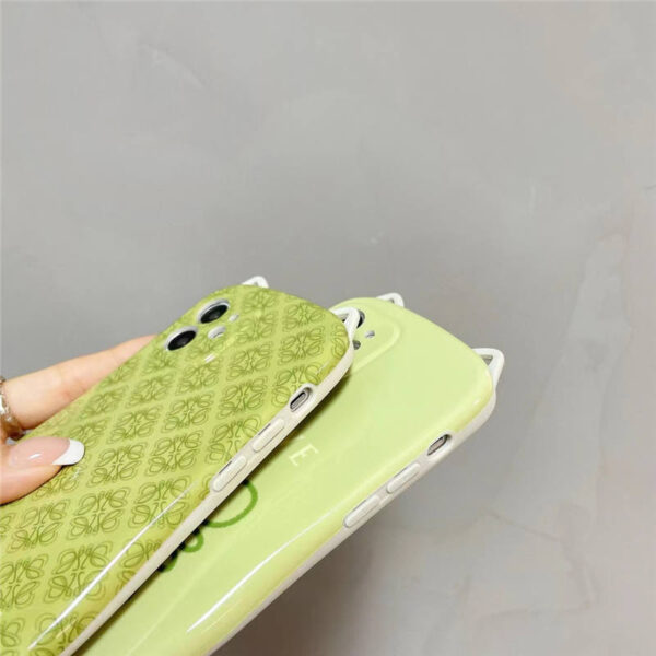ロエベ iphone13pro/13 ケース グリーン かわいい Loewe iphoneケース12pro max 猫耳 アイフォン11pro/x/xs max ソフトカバー インスタ風 オシャレ