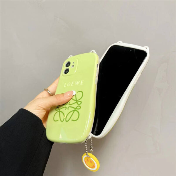 ロエベ iphone13pro/13 ケース グリーン かわいい Loewe iphoneケース12pro max 猫耳 アイフォン11pro/x/xs max ソフトカバー インスタ風 オシャレ