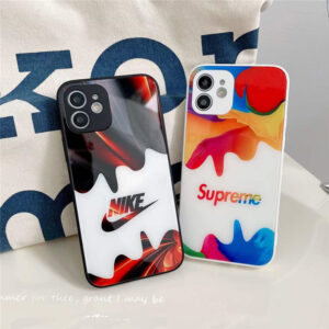 ナイキ スマホケース ガラス supreme iphone13/12mini ケース カラフル ペア アイフォン12/11pro max/xs ガラスカバー ブランドコピー スマホケースx/se2 激安