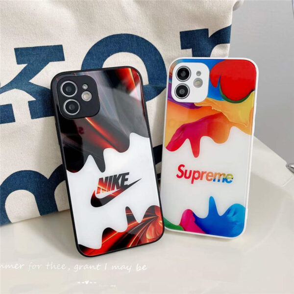 ナイキ スマホケース ガラス supreme iphone13/12mini ケース カラフル ペア アイフォン12/11pro max/xs ガラスカバー ブランドコピー スマホケースx/se2 激安