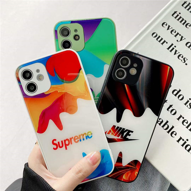 ナイキ スマホケース ガラス supreme iphone13/12mini ケース カラフル ペア アイフォン12/11pro max/xs ガラスカバー ブランドコピー スマホケースx/se2 激安