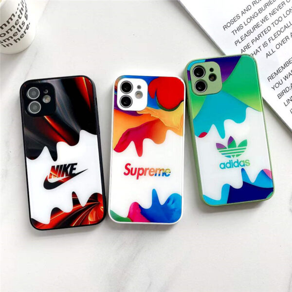 ナイキ スマホケース ガラス supreme iphone13/12mini ケース カラフル ペア アイフォン12/11pro max/xs ガラスカバー ブランドコピー スマホケースx/se2 激安