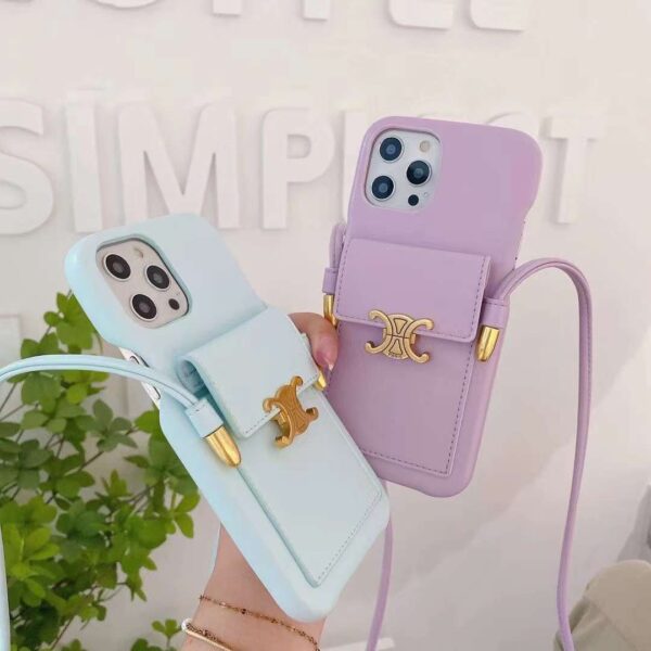 セリーヌ スマホショルダーケース 背面収納 iphone ケース パステルカラー iphone14/14pro カバー 可愛い 女子 アイフォンカバー13 オシャレ