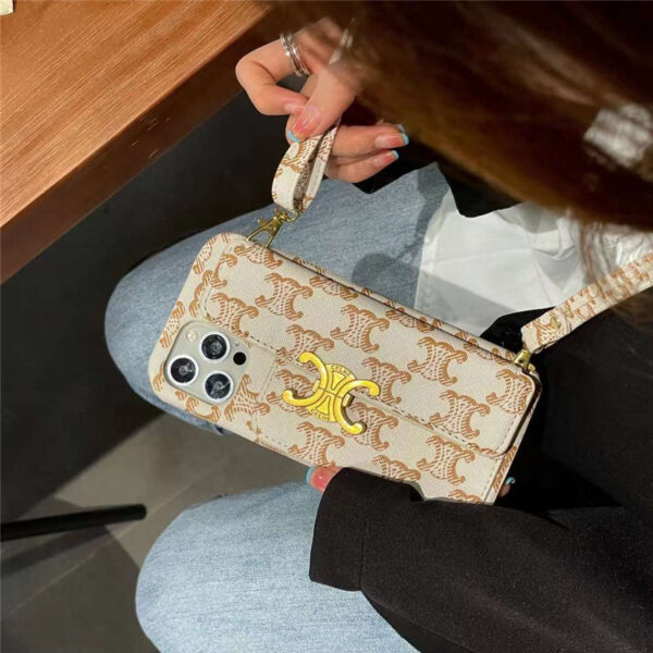 iphone15pro/15promax ケース ショルダー セリーヌ風 iphone14/13pro ケース 背面 収納 韓国 CELINE アイフォン14promax 保護カバー 偽物 スマホケース 大人 女子