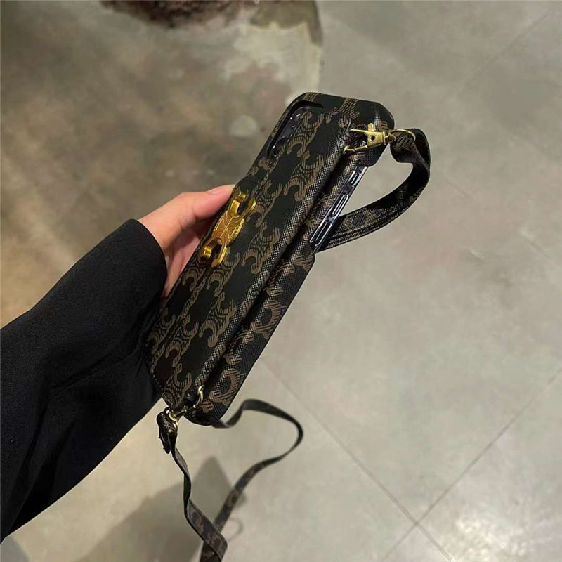 iphone15pro/15promax ケース ショルダー セリーヌ風 iphone14/13pro ケース 背面 収納 韓国 CELINE アイフォン14promax 保護カバー 偽物 スマホケース 大人 女子