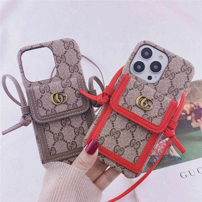 人気商品！◇GUCCI◇グッチ ストラップ付き スマホカバー iPhoneケース