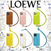 iphone15pro ケース 首 掛け ブランド LOEWE iphone15 レザーケース 無地 iphone14pro max スマホケース カード ポケット 携帯カバー iphone14/13pro 韓国ファッション 通販 安全