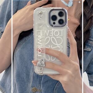 loewe スマホケース 韓国 透明 ロエベ iphone14/14pro max ケース ベルト アイフォン13/12pro クリアカバー 女子 高生