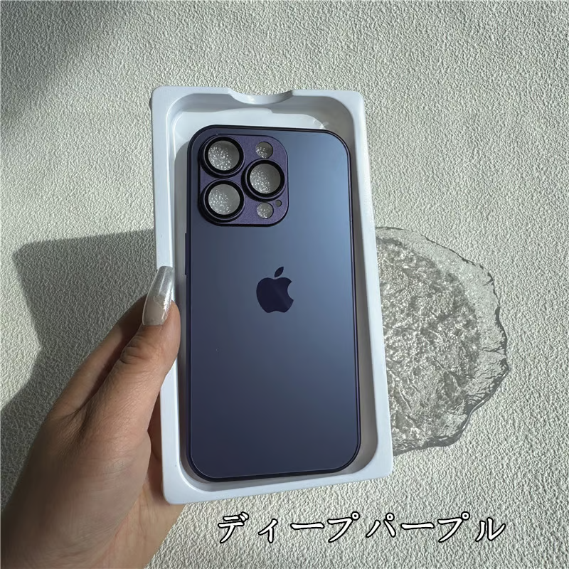 アップル ロゴ iphone16/16promax/15/15pro ガラスケース マット加工 