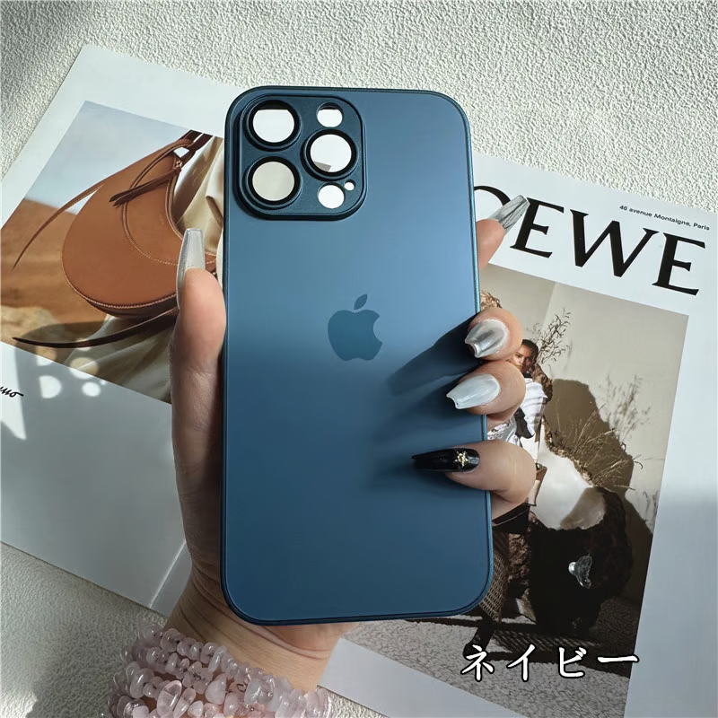 アップル ロゴ iphone16/16promax/15/15pro ガラスケース マット加工 