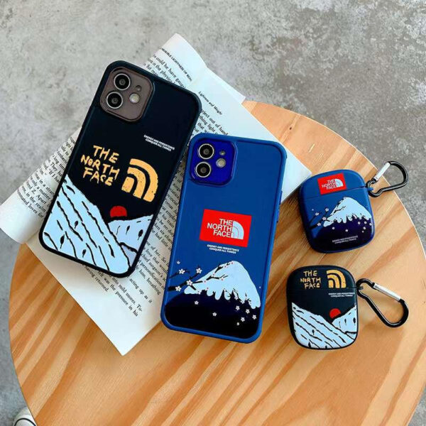 ノース フェイス iphone13 ケース 流行り iphone12pro/12/11 携帯カバー おしゃれ インスタ north face エアーポッズケース ブランド 山 桜 airpods pro ケース カラビナ付き