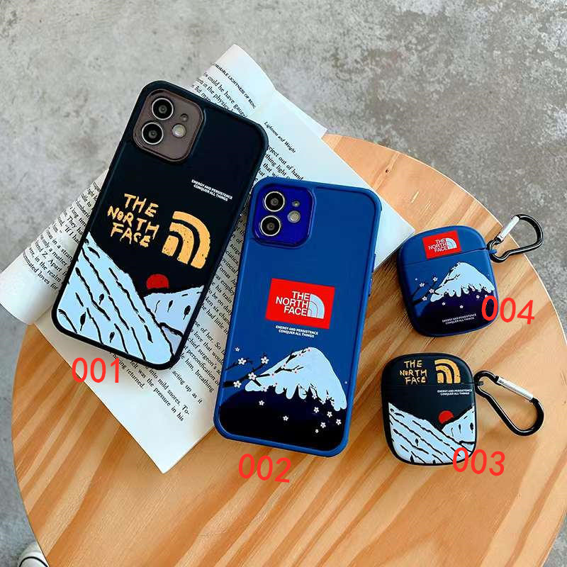 ノース フェイス iphone13 ケース 流行り iphone12pro/12/11 携帯カバー おしゃれ インスタ north face エアーポッズケース ブランド 山 桜 airpods pro ケース カラビナ付き