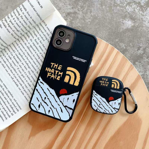 ノース フェイス iphone13 ケース 流行り iphone12pro/12/11 携帯カバー おしゃれ インスタ north face エアーポッズケース ブランド 山 桜 airpods pro ケース カラビナ付き