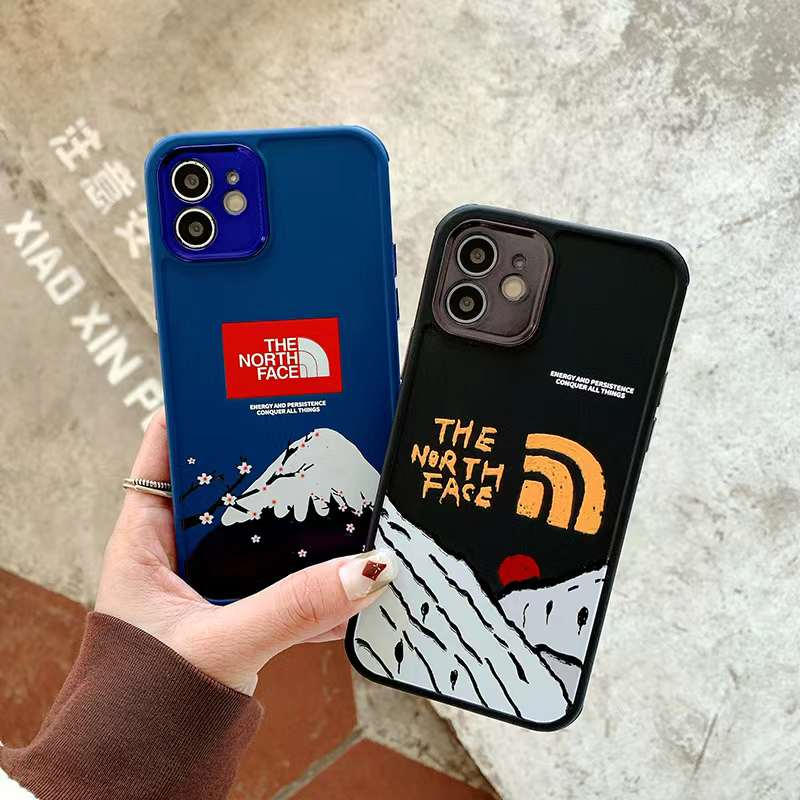 ノース フェイス iphone13 ケース 流行り iphone12pro/12/11 携帯カバー おしゃれ インスタ north face エアーポッズケース ブランド 山 桜 airpods pro ケース カラビナ付き