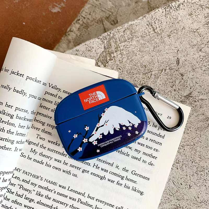 ノース フェイス iphone13 ケース 流行り iphone12pro/12/11 携帯カバー おしゃれ インスタ north face エアーポッズケース ブランド 山 桜 airpods pro ケース カラビナ付き