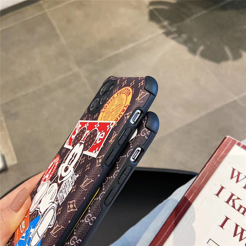 ヴィトン ミッキー iphone13/13pro ケース 面白い gucci アイフォン12mini/SE 第二世代 ケース ステッカー風 ブランドコピー iphone11/x/xr ケース 衝撃 に 強い かわいい