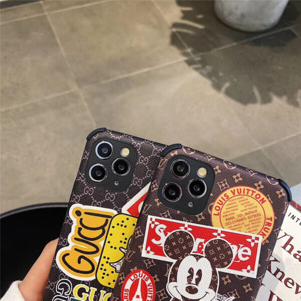 ヴィトン ミッキー iphone13/13pro ケース 面白い gucci アイフォン12mini/SE 第二世代 ケース ステッカー風 ブランドコピー iphone11/x/xr ケース 衝撃 に 強い かわいい