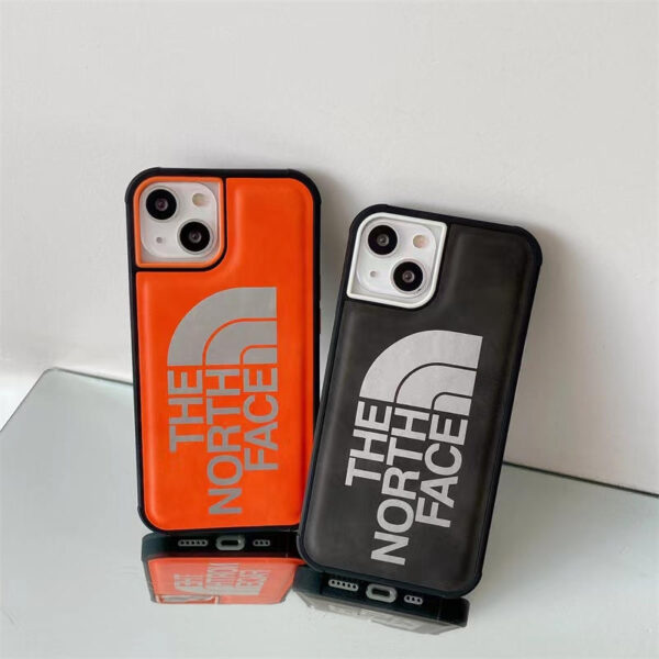 ノース フェイス アイ フォン ケース 13/13pro 黒 オレンジ iphone12pro max スマホケース おしゃれ north faceロゴ iphone11/x/xr レザーケース お揃い ブランド