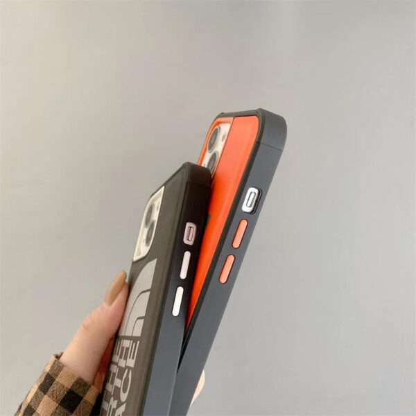 ノース フェイス アイ フォン ケース 13/13pro 黒 オレンジ iphone12pro max スマホケース おしゃれ north faceロゴ iphone11/x/xr レザーケース お揃い ブランド