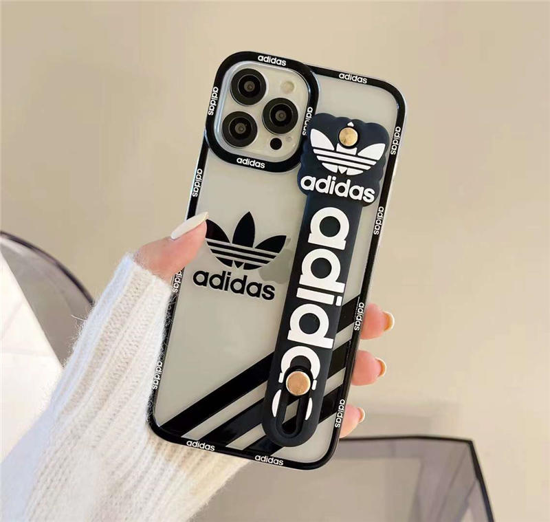 Iphoneケース バンド付き クリア Adidas Iphone13pro Max 13ケース スタンド機能 Iphoneケース バンド付き クリア Adidas Iphone13pro Max 13ケース スタンド機能