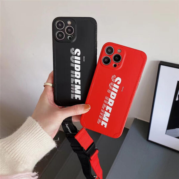 首 から 下げる スマホケース iphone14/13 supreme風 iphoneSE 第二世代 ケース 黒 赤 シュプリーム iphone13pro/10s/11 ソフトケース おしゃれ 海外