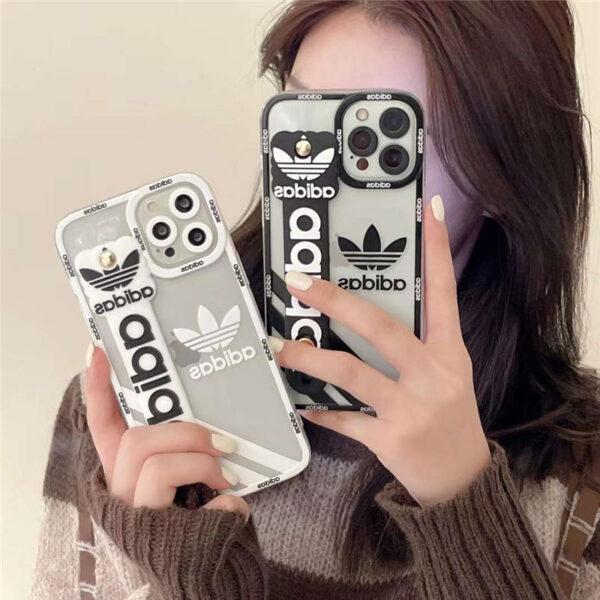 iphoneケース バンド付き クリア adidas iphone13pro max/13ケース スタンド機能 iphone12/12pro カバー インスタ おしゃれ アイフォンx/xs/11プロケース おすすめ 丈夫